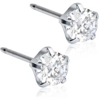 Blomdahl Silver Titanium Tiffany Precious, CZ White 5 mm