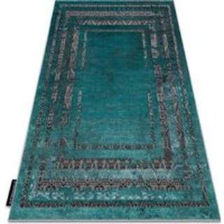 Moderne DE LUXE tæppe 1516 Ramme vintage - strukturel grøn / antracit 160x220 cm