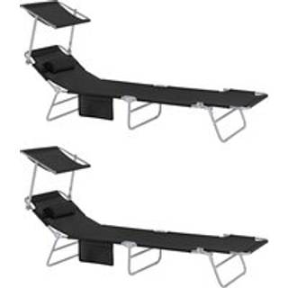 SoBuy Sammenklappelig Udendørs Liggestol med Solskærm