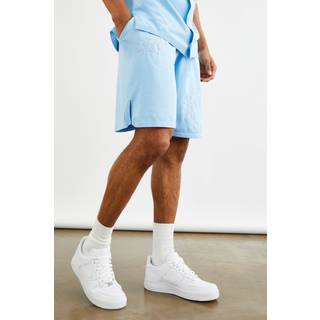 Mens Blue Relaxed Palm Knitted Short