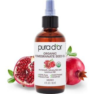 Pura d'Or 4 oz Organisk granat?bleolie - 100% ren USDA -certificeret premium -kvalitet Koldpresset granat?bleolie - Organisk kropsolie til h?rfla