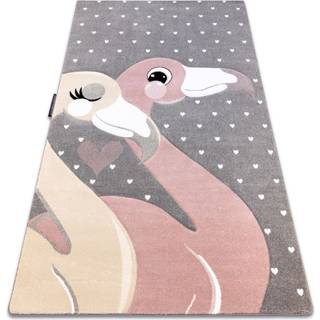 Tæppe PETIT FLAMINGOS flamingoer hjerter grå 200x290 cm