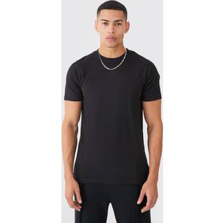 Mens Black Basic Slim Fit Crew Neck T-Shirt