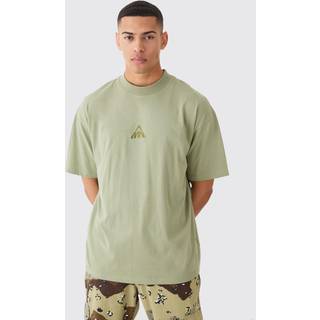 Mens Khaki Man Oversized Extended Neck T-shirt