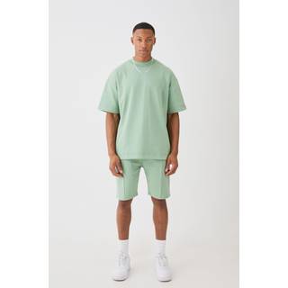 Mens Sage Oversized T-shirt & Short Interlock Set