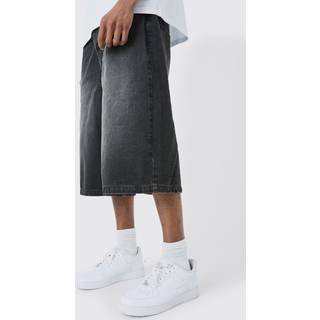 Mens Tall Long Line Denim Jorts In Washed Black