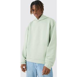 Mens Sage Tall Oversized Boxy Embossed Scuba Hoodie