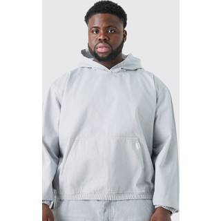 Mens Light Grey Plus Overdyed Denim Hoodie