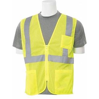 Delta Plus ERB 61652 Model S363p Type R Klasse 2 ?konomi Mesh Zip Front Sikkerhedsvest med Lommer HI VIZ LIME 4XL St?rrelse