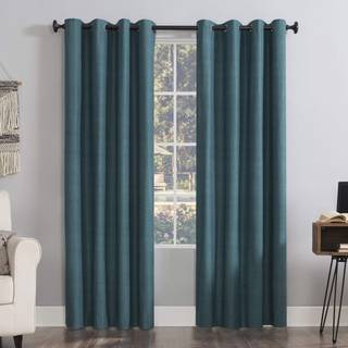 Sun Zero Columbia 2-Pack Thermal Energy Saving 100% Blackout Grommet Curtain Panel Pair 50 """" X 95 """" Teal