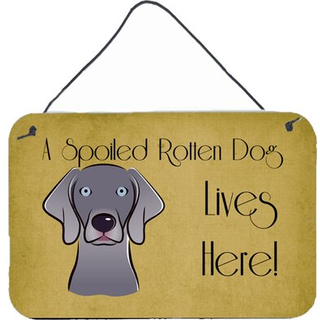 """" Caroline's Treasures BB1479DS812 Weimaraner forkælet hundeliv her væg eller dør hængende tryk 8 x 12 """" ""multicolor"" ""