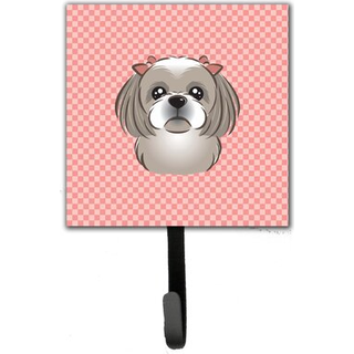 """" Caroline's Treasures BB1250SH4 Checkerboard Pink Gray Silver Shih Tzu snor eller nøgleholder lille flerfarvet """"