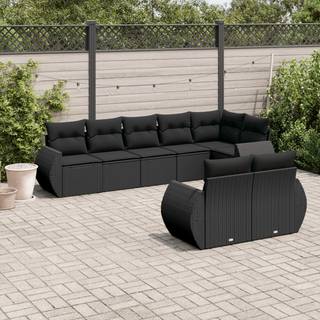 sofasæt til haven 8 dele med hynder polyrattan sort