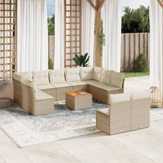 sofasæt til haven 12 dele med hynder polyrattan beige