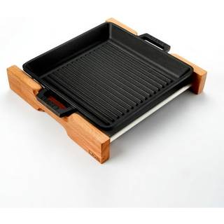 Grillbakke, 26 x 26 cm, med træstativ - LAVA mærke