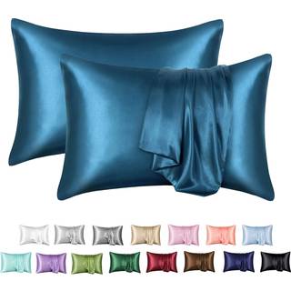 MR & HM Satin Pillowcase til hår og hud silke Satin Pillowcase 2 Pack Standard Size Pillow Cases Sæt med 2 silkeagtigt pudebetræk med konvolutluk
