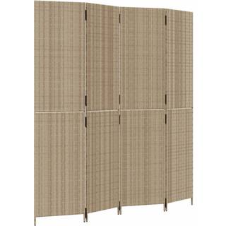 Rumdeler 3 Paneler Polyrattan Beige - Vævet design / 196 x 200 cm