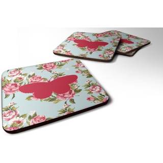 """" Caroline's Treasures BB1052-RS-BU-FC Butterfly Shabby Chic Blue Roses Foam Coasters (Sæt på 4) 3.5 """" ""H X 3,5"" """" ""W Multicolor"" ""