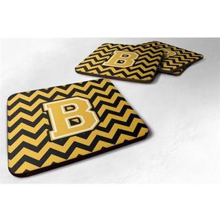 """" Caroline's Treasures CJ1053-BFC-brev B Chevron Black and Gold Foam Coaster (Sæt på 4) 3.5 """" ""Multicolor"" ""