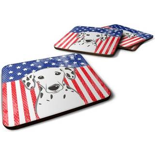 """" Caroline's Treasures BB2140FC American Flag og Dalmatian Foam Coaster (Sæt på 4) 3.5 """" ""Multicolor"" ""