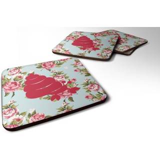 """" Caroline's Treasures BB1092-RS-BU-FC Hermit Crab Shabby Chic Blue Roses Foam Coasters (Sæt på 4) 3.5 """" ""H X 3.5"" """" ""W Multicolor"" ""