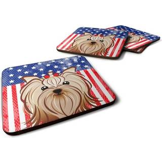 """" Caroline's Treasures BB2134FC American Flag og Yorkie Yorkshire Terrier Foam Coaster (Sæt på 4) 3.5 """" ""Multicolor"" ""