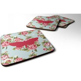 """" Caroline's Treasures BB1059-RS-BU-FC Moth Shabby Chic Blue Roses Foam Coasters (Sæt på 4) 3,5 """" ""H X 3,5"" """" ""W Multicolor"" ""