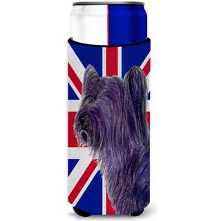 Skye Terrier med den engelske union Jack British Flag Ultra Beverage Isulators til slanke d?ser SS4905MUK