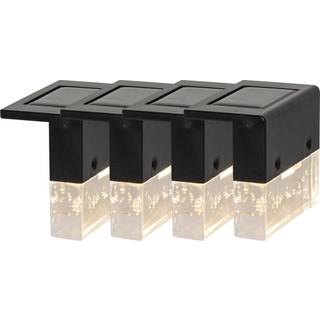 STAR TRADING Bubbly Fence LED-solcellelampe, sort, plast, sæt med 4 stk, Sort, Plast, Moderne, Solcellelampe