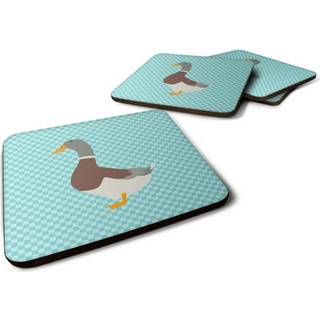 """" Carolines skatte Sachsen Sachsenente Duck Blue Check Dekorative Coasters 3.5 Multicolor """"