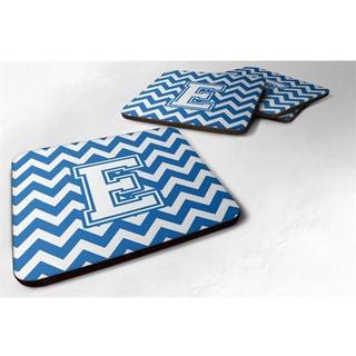 """" Caroline's Treasures CJ1045-EFC-brev E Chevron Blue and White Foam Coaster (Sæt på 4) 3.5 """" ""Multicolor"" ""