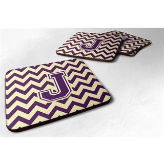 """" Caroline's Treasures CJ1058-JFC-brev J Chevron Purple and Gold Foam Coaster (Sæt på 4) 3.5 """" ""Multicolor"" ""