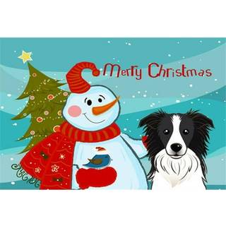 """" Caroline's Treasures BB1861PLMT Snowman med Border Collie Fabric Placemat Multicolor """"