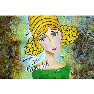 """" Caroline's Treasures VHA3008PLMT Bee taknemmelig pige med Beehive Fabric Placemat Multicolor """"