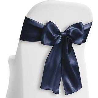 Lanns senget?j - 10 Elegant Satin Wedding/Party Chair Cover Sashes/Bows - Ribbon Tie Back Sash - Navy Blue