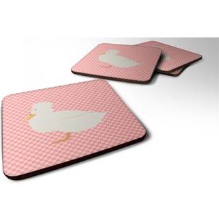 """" Caroline's Treasures Crested Duck Pink Check Decorative Coasters 3.5 Multicolor """"