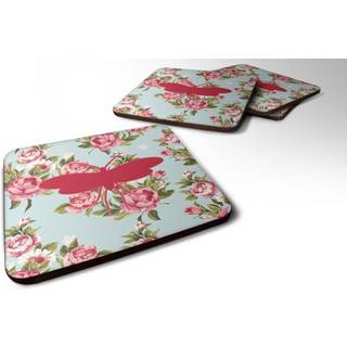 """" Caroline's Treasures BB1058-RS-BU-FC Moth Shabby Chic Blue Roses Foam Coasters (Sæt på 4) 3,5 """" ""H X 3,5"" """" ""W Multicolor"" ""