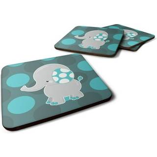 """" Caroline's Treasures Polkadot Gray Elephant Foam Coaster Set på 4 3,5 multicolor """"