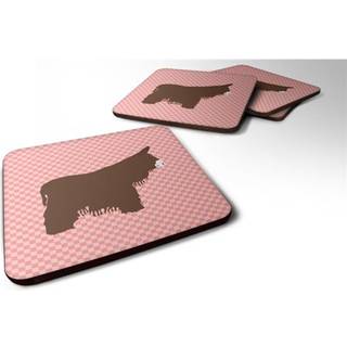 """" Caroline's Treasures Poitou Poiteuin Donkey Pink Check Decorative Coasters 3.5 """" """" Multicolor """"