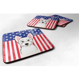 """" Caroline's Treasures BB2156FC American Flag og Westie Foam Coaster (Sæt på 4) 3.5 """" ""Multicolor"" ""