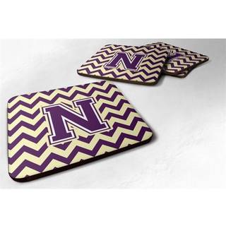 """" Caroline's Treasures CJ1058-NFC-brev N Chevron Purple and Gold Foam Coaster (Sæt på 4) 3.5 """" ""Multicolor"" ""