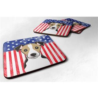 """" Caroline's Treasures BB2191FC American Flag og Jack Russell Terrier Foam Coaster (Sæt på 4) 3.5 """" ""Multicolor"" ""