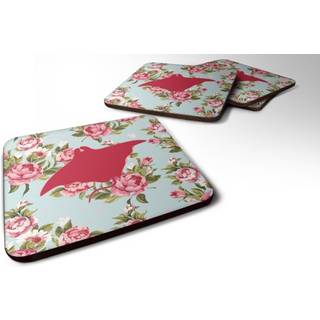 """" Caroline's Treasures BB1014-RS-BU-FC Manta Ray Shabby Chic Blue Roses Foam Coasters (Sæt på 4) 3,5 """" ""H X 3,5"" """" ""W Multicolor"" ""