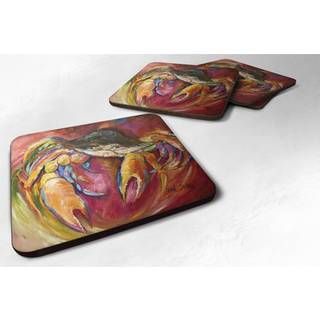 """" Caroline's Treasures JMK1249FC Crab Stars Foam Coaster (Sæt på 4) 3,5 """" ""H X 3,5"" """" W Multicolor """"
