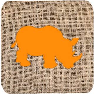 """" Caroline's Treasures BB1006-BL-eller-FC Rhinoceros Burlap og Orange Foam Coasters (Sæt på 4) 3.5 """" ""H X 3,5"" """" ""W Multicolor"" ""