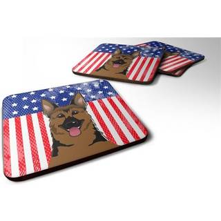 """" Caroline's Treasures BB2141FC American Flag og tysk Shepherd Foam Coaster (Sæt på 4) 3.5 """" ""Multicolor"" ""