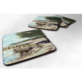 """" Caroline's Treasures JMK1273FC ved Pier Sailboats Foam Coaster (Sæt på 4) 3.5 """" ""H X 3,5"" """" W Multicolor """"