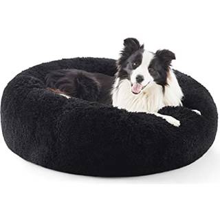 Bedsure beroligende hundeseng til store hunde - Donut vaskbar stor kledyrsseng 36 tommer skridsikker rund fluffy plys hundeseng i imiteret pels