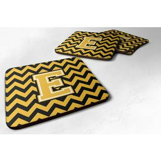 """" Caroline's Treasures CJ1053-EFC-brev E Chevron Black and Gold Foam Coaster (Sæt på 4) 3.5 """" ""Multicolor"" ""