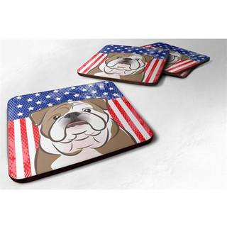 """" Caroline's Treasures BB2149FC American Flag og English Bulldog Foam Coaster (Sæt på 4) 3.5 """" ""Multicolor"" ""